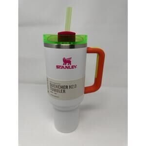 Stanley Tumbler 40 oz Flowstate Quencher H2.0 WHITE NEON BARBIE PINK Quick Ship